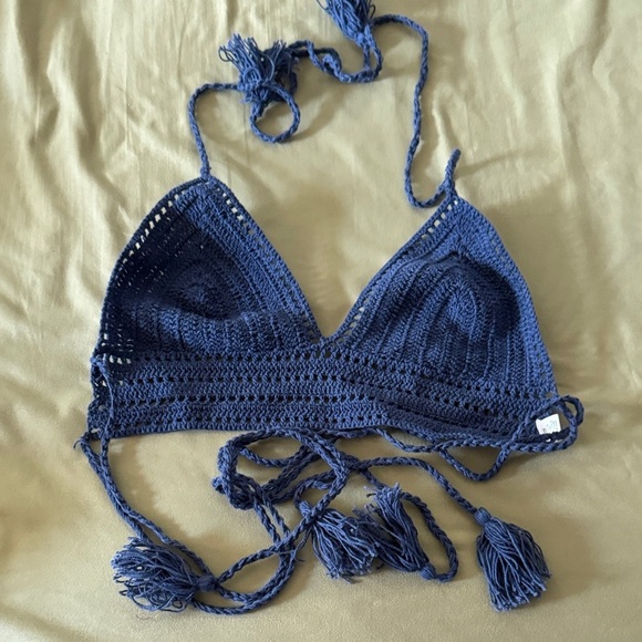 Blue Crochet Bikini Top - Picture 3 of 3